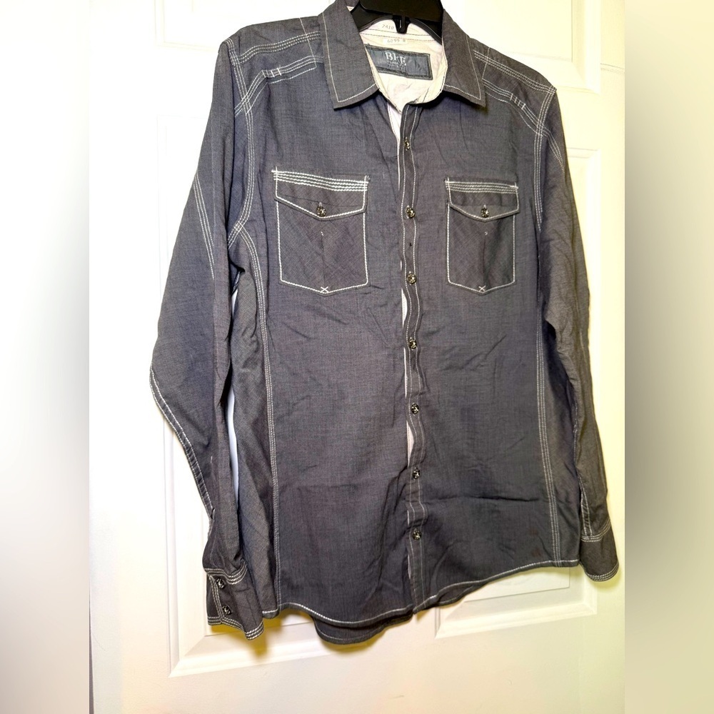 BKE Buckle Black Heather White Contrast Men’s Button Up Shirt Large Standard Fit